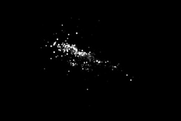 White gray blurred bokeh lights on black background. Glitter sparkle stars for celebrate. Overlay for your design