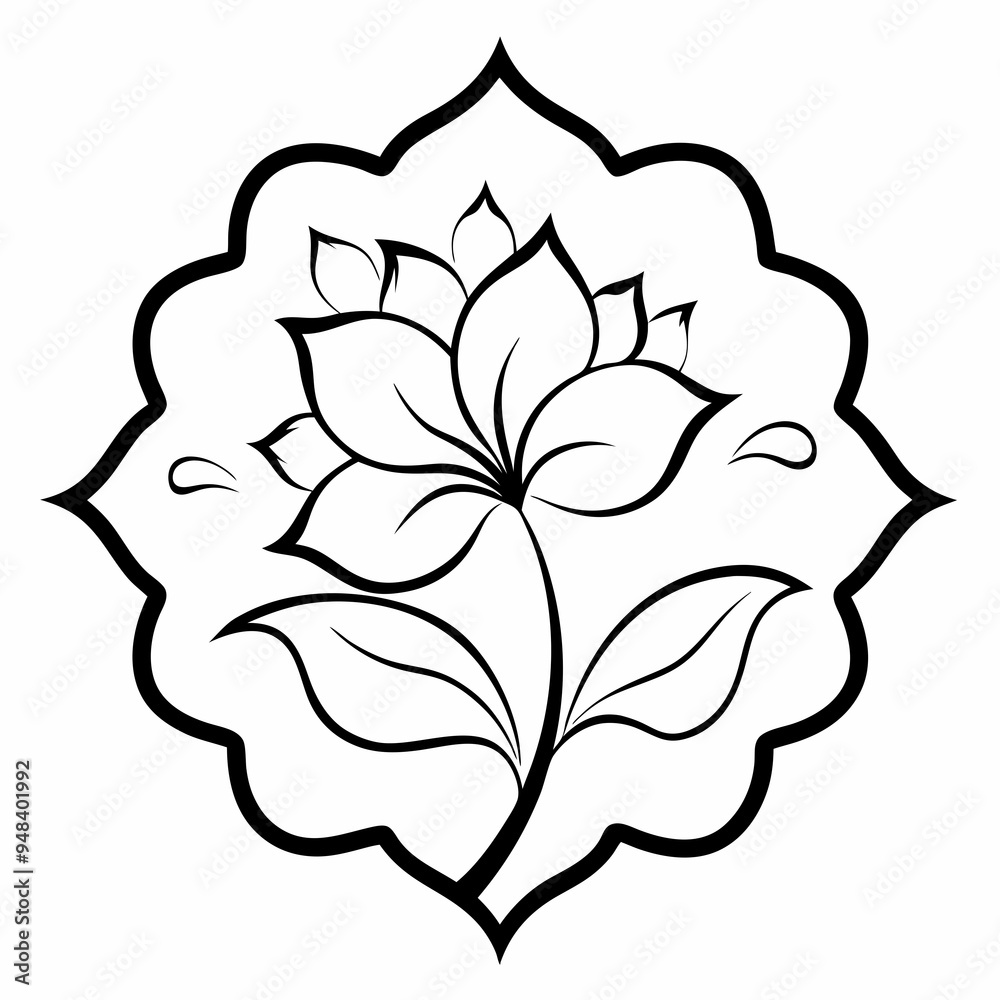 Poster black and white flower isolated