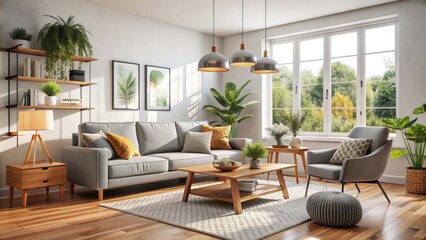 Cozy living room with modern decor, minimalistic furniture, and plenty of natural light, reflecting the relaxed and eclectic style of a modern young adult's home.