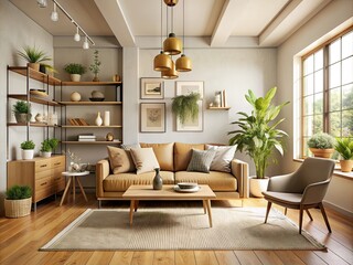 Cozy Minimalist Haven: Warm, inviting, decluttered, natural light, neutral tones