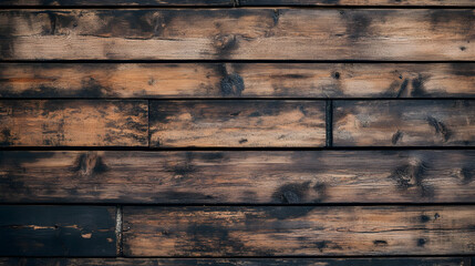 Rustic dark brown wood planks with knots and grain.