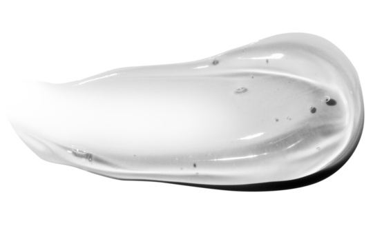 smear of transparent cosmetic gel. On an empty background