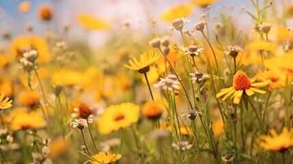 Obraz premium Yellow Flowers in a Field