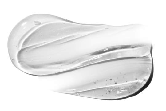 composition of smears of transparent cosmetic gel on an empty background