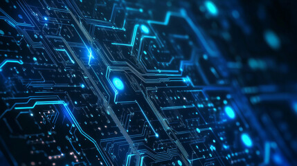 AI concept with circuit-like electric lines in a digital, futuristic style. Ideal for machine learning designs, logos, websites, social media, apps, and UI. Vector illustration included. 