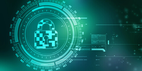 2d illustration Safety concept: Closed Padlock on digital background