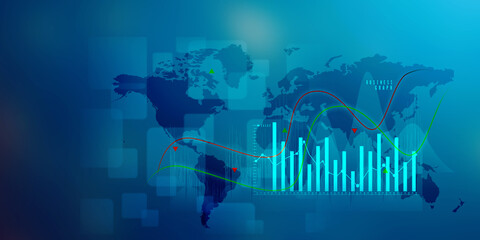2d illustration Stock market online business concept. business Graph 