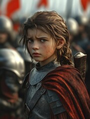 Obraz premium 3D fantasy illustration depicting a young martyr from a historical battle representing themes of faith and sacrifice in high resolution