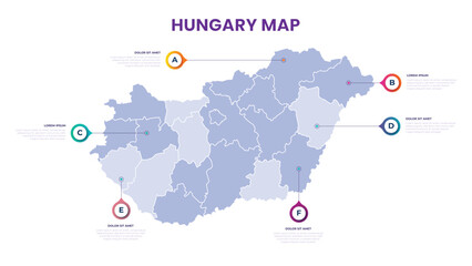 A map of the Hungary. Hungary infographic vector illustration with data and country information