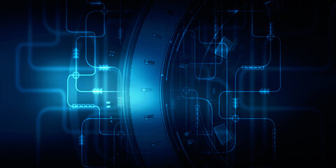 2d illustration Abstract futuristic electronic circuit technology background