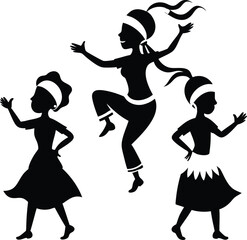 Indian Dancers Shadowy Silhouette Vector Art Pack