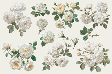 Watercolor Cottage Core Roses Illustration