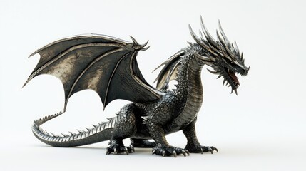 Obraz premium 3D illustration of a mythical dragon displayed on a white background