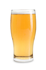 Glass of light beer isolated on white