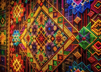 Digital Tapestry: Interwoven threads of code, abstract patterns, vibrant colors, artistic and meditative.
