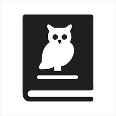 Owl icon. Wise owl sitting on the book. Education icon