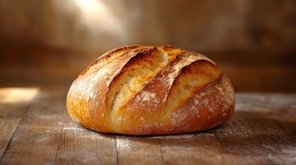 Freshly Baked Bread on Wooden Table. generative ai illustration.