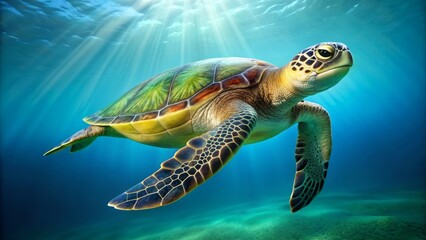 Fototapeta premium green+sea+turtle+isolated