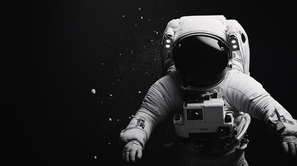 Astronaut in Space: A lone astronaut floats in the vast emptiness of space, their suit illuminated by a distant light source. The image evokes a sense of wonder, isolation