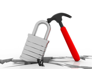  3d illustration Reflex Hammer with lock
