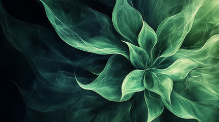 Abstract green plant, wallpaper, the lush greenery of beautiful plants is pleasing to the eye.