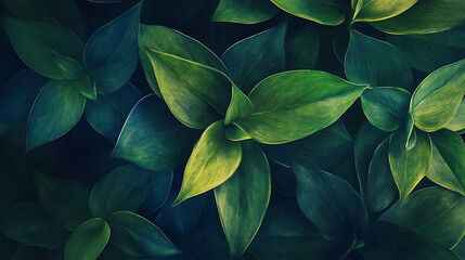 Obraz premium Abstract green plant, wallpaper, the lush greenery of beautiful plants is pleasing to the eye.