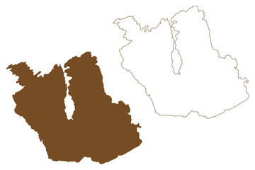 Obraz premium Ertvagsoya island (Kingdom of Norway) map vector illustration, scribble sketch Ertvagsoy map