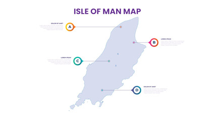 A map of the Isle of Man. Isle of Man infographic vector illustration with data and country information