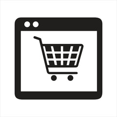 Online shopping icon. Shopping list. Supermarket trolley. Add to basket icon