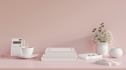 Minimalist Pink Desk with Modern Accessories