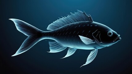 Naklejka premium Fisch Illustration Mit Blauer Hintergrund