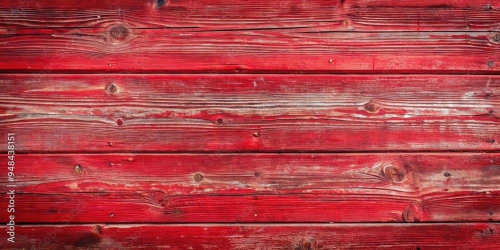 Poster Red painted wood texture with a rustic and weathered finish