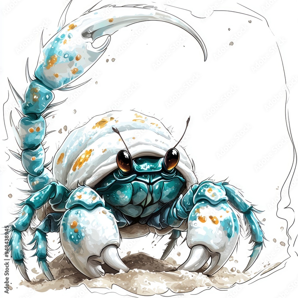 Wall mural hermit crab with shell illustration