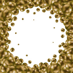 Nature, colorful, multicolored sea pearl background with small and big pearls isolated on transparent background. Photo frame. Eps 10