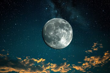 Fototapeta premium A full moon in the night sky with clouds