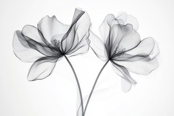 Fototapeta premium This design showcases a minimalist and contemporary floral pattern that is adorned with delicate black and white flowers, making it perfect for modern art enthusiasts and lovers of stylish decor