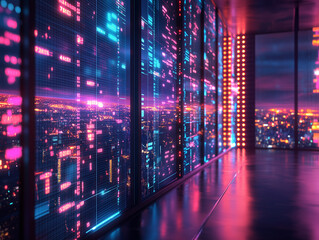 High-tech holographic projection for real estate with interactive and advanced data features.
