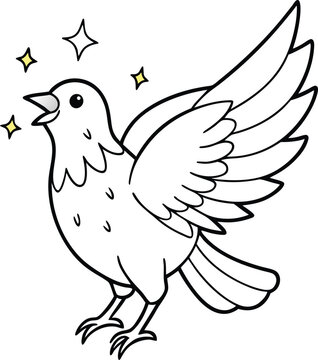 recommend clip art: joyful starling bird line art