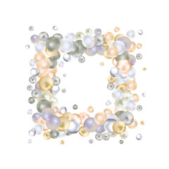 Abstract pattern with glass blue balls or precious pearls. Glossy realistic ball. 3d vector illustration. Eps 10