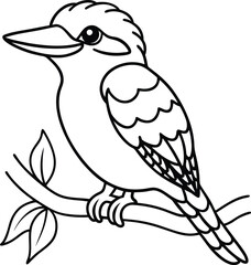 Delightful kingfisher line art features a joyful bird in smooth flowing lines representing its spirited essence
