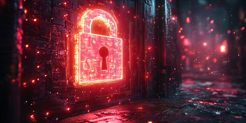 Screen visualizing internet safety with interactive elements and modern security features.