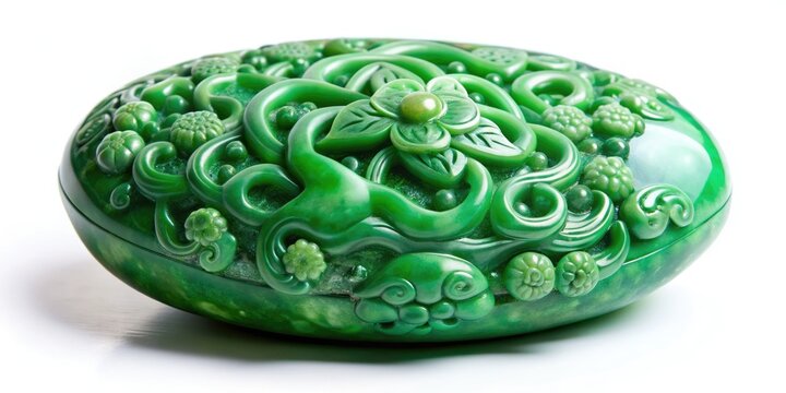 Exquisite Asian jade stone with intricate textures and vibrant green hues, symbolizing wealth, prosperity, and spiritual harmony in traditional Eastern cultures.