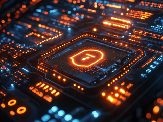 Screen visualizing internet security with interactive features and advanced tech.