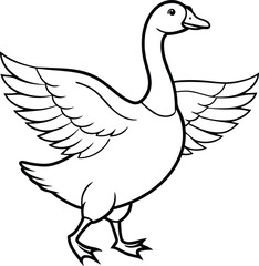Obraz premium Minimalist line art of a happy swan reflecting serenity and elegance in a clean and stylish design