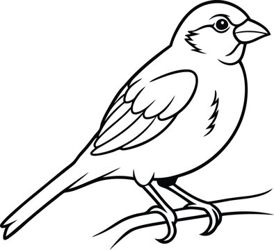 recommend clip art: Minimalist line art of a happy sparrow on a branch
                    