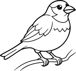 Happy sparrow on a branch clean and simple vector illustration
