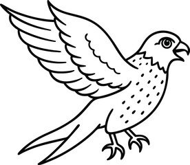 Happy Kestrel line art vector captures a joyful bird in simple elegant lines showcasing its cheerful essence and graceful flight

