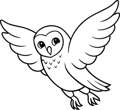 recommend clip art: Cheerful barn owl line art vector brings a touch of whimsy and joy to your creative projects
                    