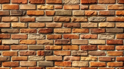 Fototapeta premium Textured brick wall with warm tones showcasing rustic charm and durability against a neutral backdrop with copy space