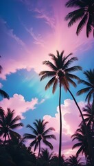 Amazing summer tropical background  with palms for a good flyer or poster design base